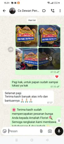 Testimonial Papan Bunga Pernikahan sinar jaya